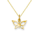 Small Butterfly Charm in 14K Yellow Gold with Chain